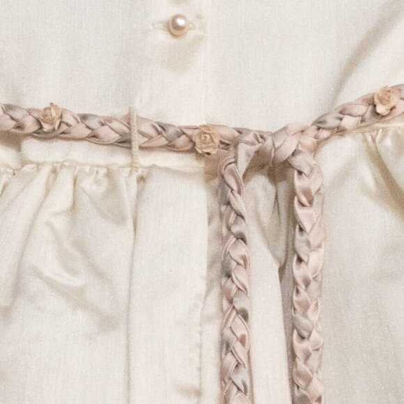 Bijan Kids Girls Ivory Polyester Tutu Dress Floral Crew Neck Short Puff Sleeve 2 - Picture 6 of 6